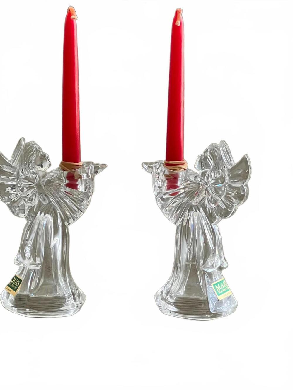 Vintage Marquis by Waterford Crystal Angel Candleholders Set of 2